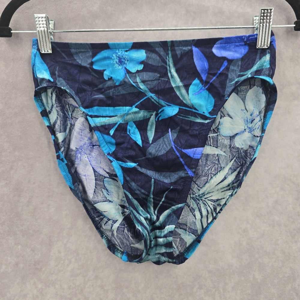 Kona Sol Blue Floral Bikini Bottoms Swimwear Swimsuit Medium 10